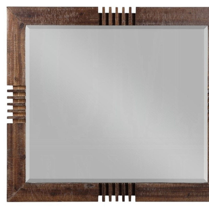Oak Reclaimed Rectangular Mirror - Dark Brown