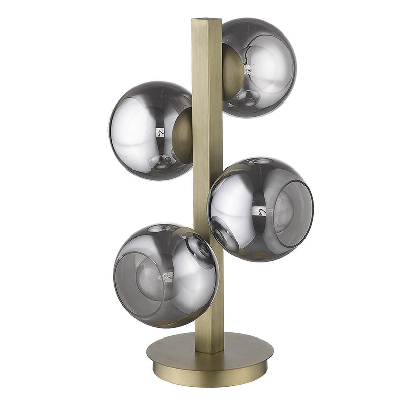 Metal Four Light Novelty Table Lamp With Silver Metallic Globe Shades - Brass