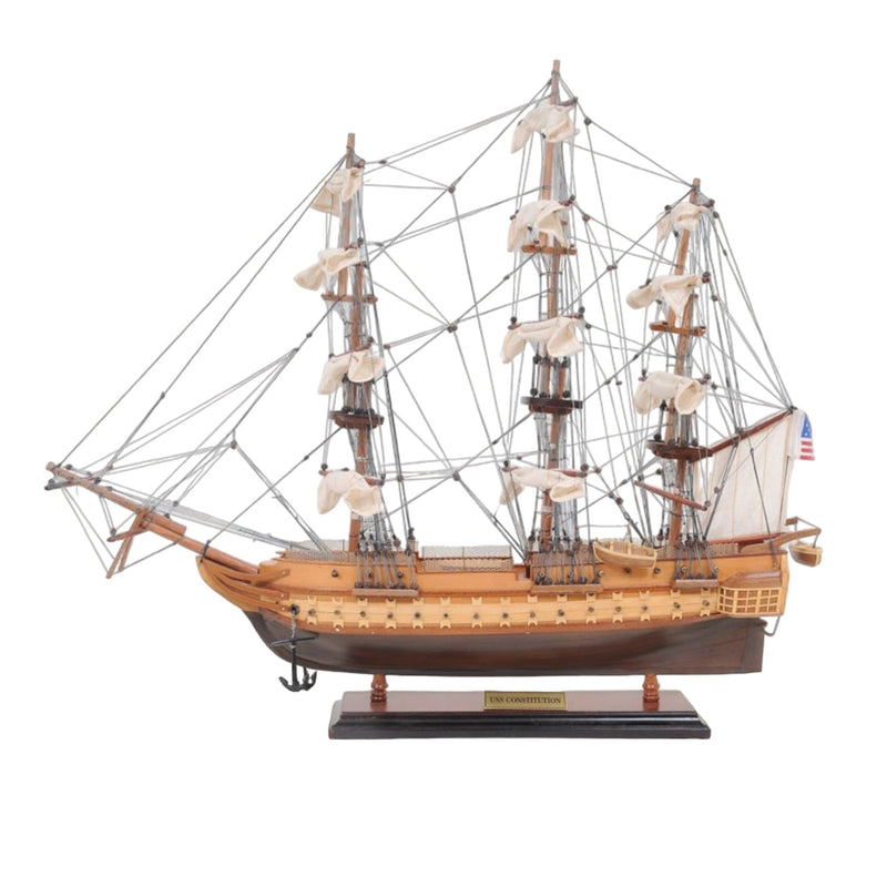 Hand Painted 1797 USS Constitution Small Model Boat - Brown