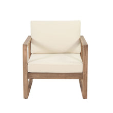 Load image into Gallery viewer, Outdoor Acacia Wood Patio Club Chair, Wood Patio Furniture, Waterproof Thick Cushion Deep Seating For Porch - Brown Wash / Beige
