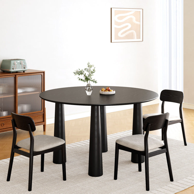 Wood Round Top Dining Table - Black