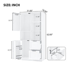 Load image into Gallery viewer, Freestanding Bathroom Storage Cabinet With Doors And Drawers, Adjustable Shelf, Open Shelves - White
