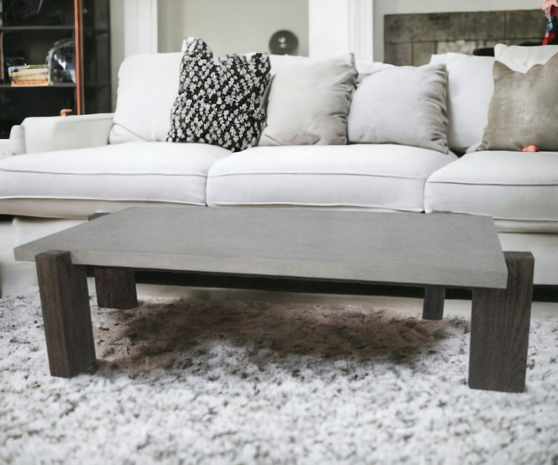 Concrete Rectangular Coffee Table - Walnut And Dark Gray