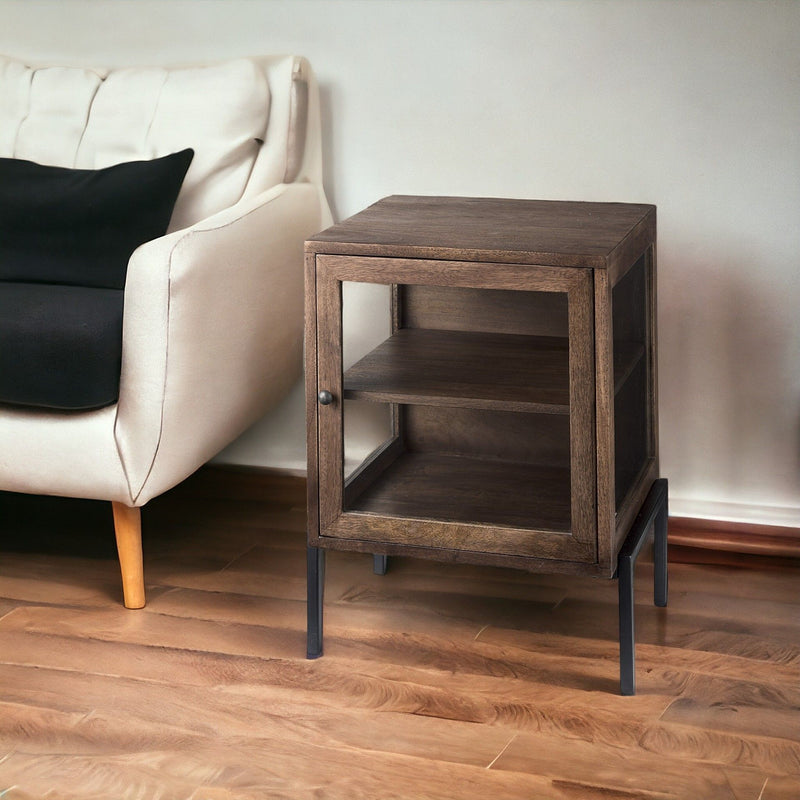 Solid Wood Square End Table - Brown