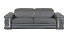 Load image into Gallery viewer, Sofa Italian Leather With Silver Legs - Gray
