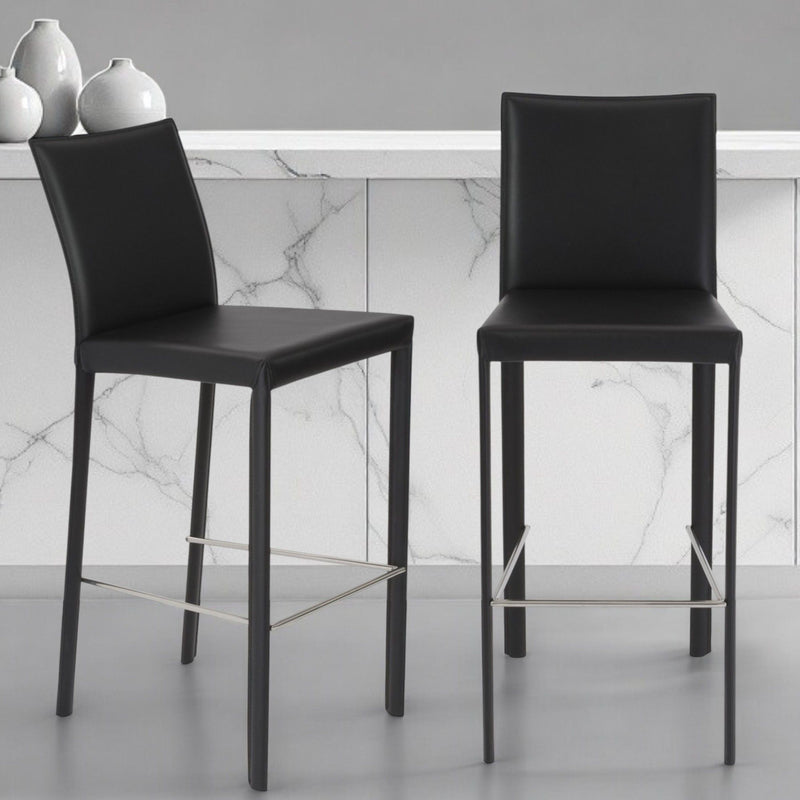21.1" x 17.3" x 41" Steel Low Back Bar Height Bar Chairs (Set of 2) - Black