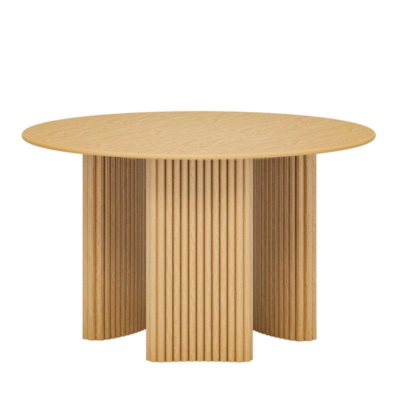 Solid Wood Three Leg Base Round Top Dining Table - Natural