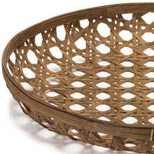 Load image into Gallery viewer, 26" Bamboo Weave Round Wood Vanity Tray - Brown
