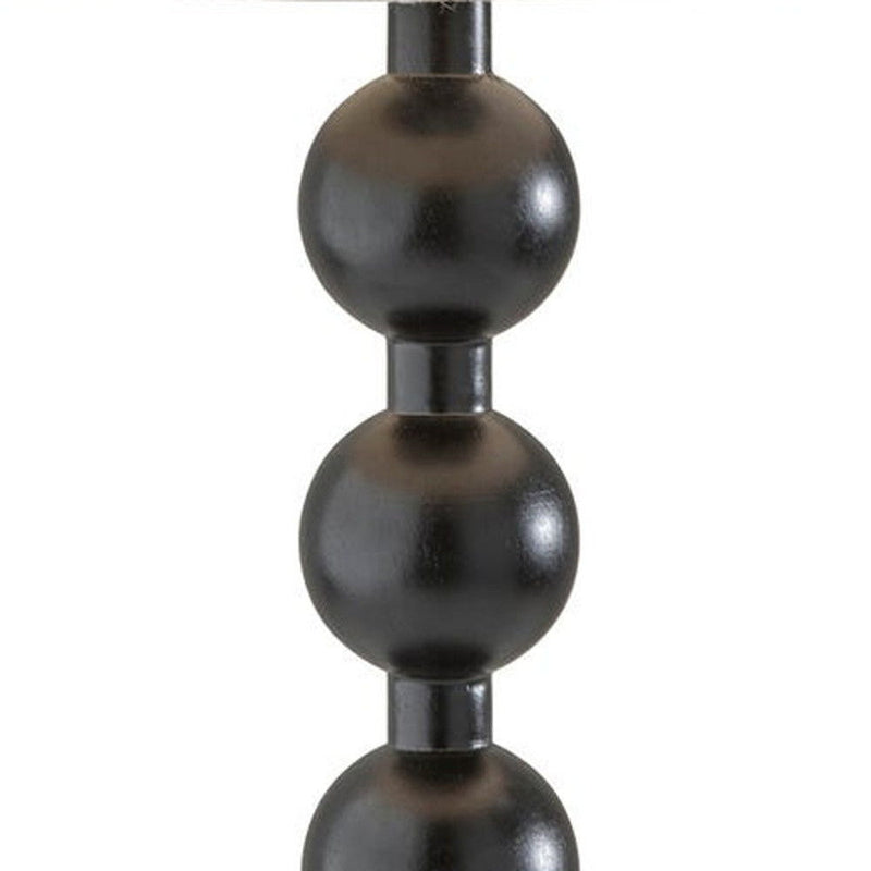 Solid Wood Candlestick Table Lamp With Off-White Drum Shade - Black