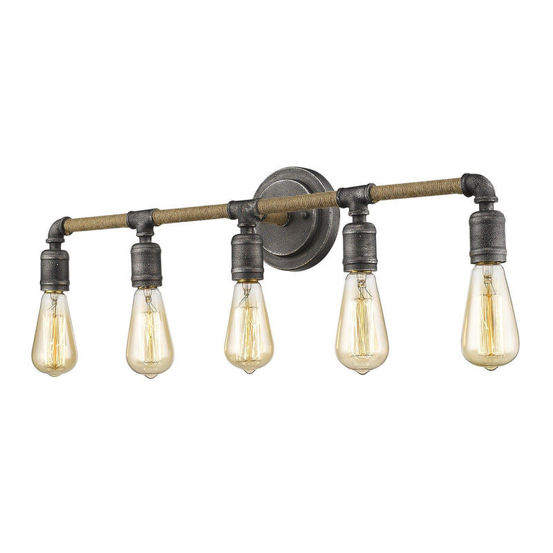 Metal Five Light Vanity Light - Black