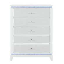 Load image into Gallery viewer, 36" Faux Crystal Glitter Wood Lighted Five Drawer Dresser - White
