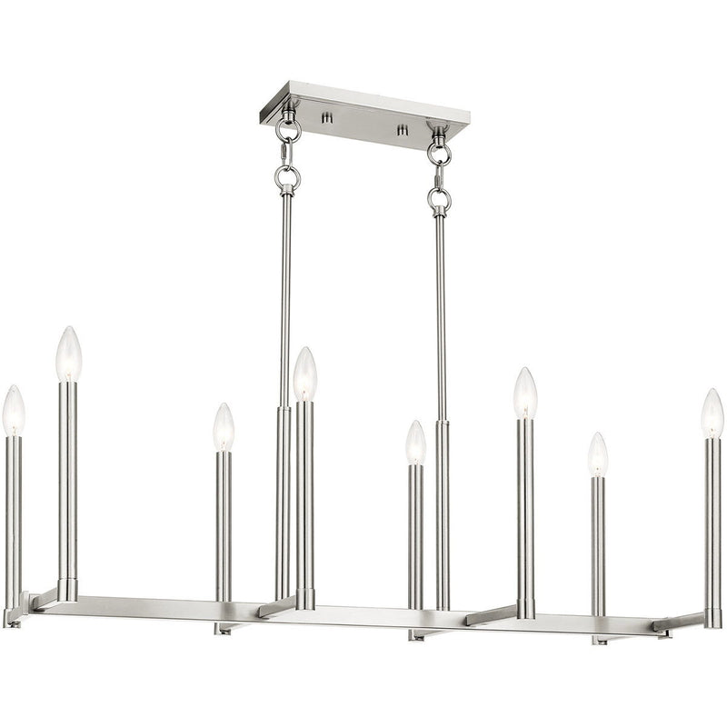 18'' Eight Light Dimmable Chandelier With Shades - Nickel