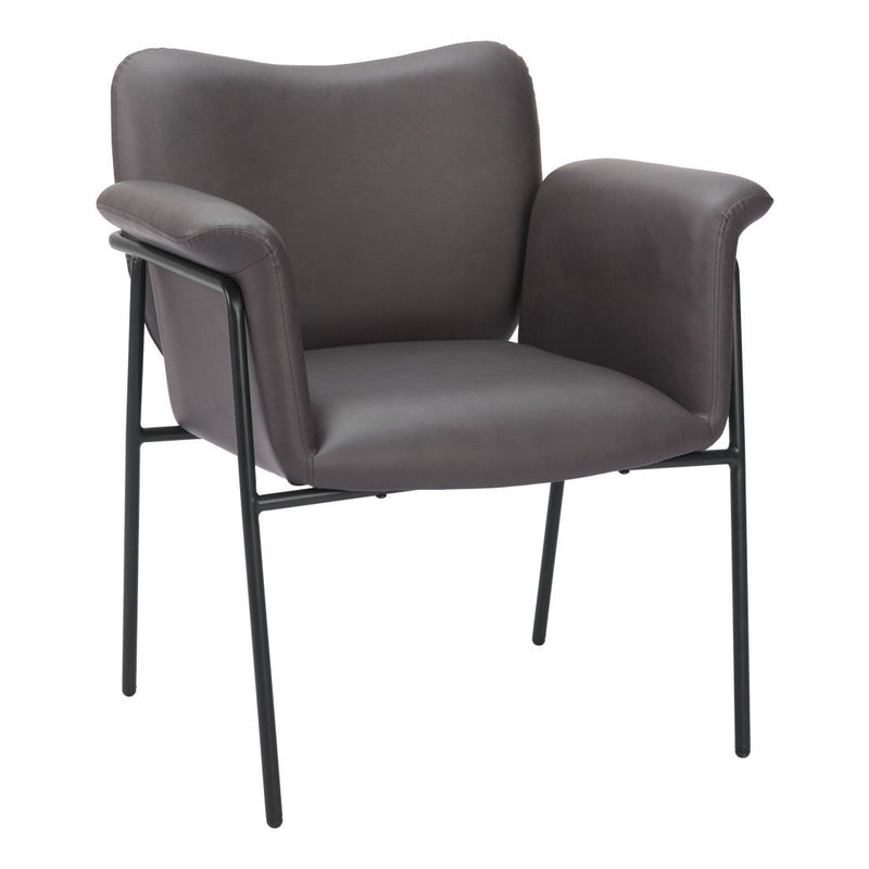 31" Faux Leather And Faux Leather Arm Chair - Brown / Black