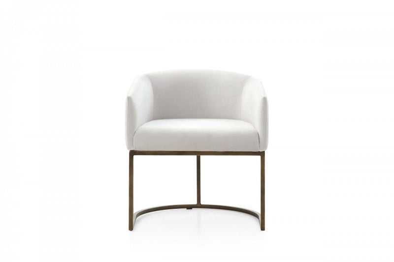 Modern Dining Chair - White / Brass