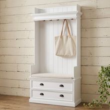 Load image into Gallery viewer, Classic Entryway Coat Rack And Bench With Drawers - White
