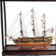 Load image into Gallery viewer, Hand Painted 1797 USS Constitution Medium Display Case Model Boat - Brown
