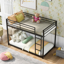 Load image into Gallery viewer, Twin over Twin Metal Bunk Bed, Low Bunk Bed with Ladder, Black(OLD SKU:WF282465AAB)
