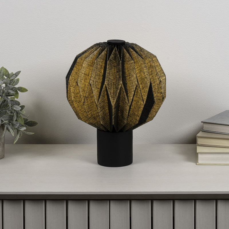 Geometric Table Lamp LED With Globe Shade - Black