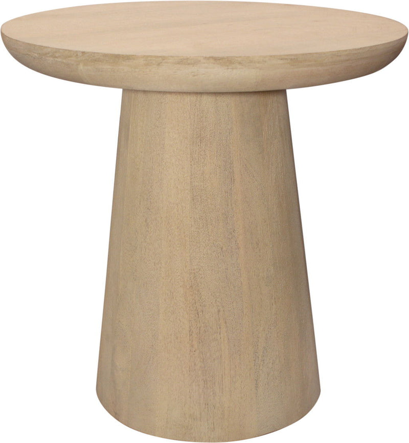 24" Distressed Solid Wood Round Pedestal End Table - Natural