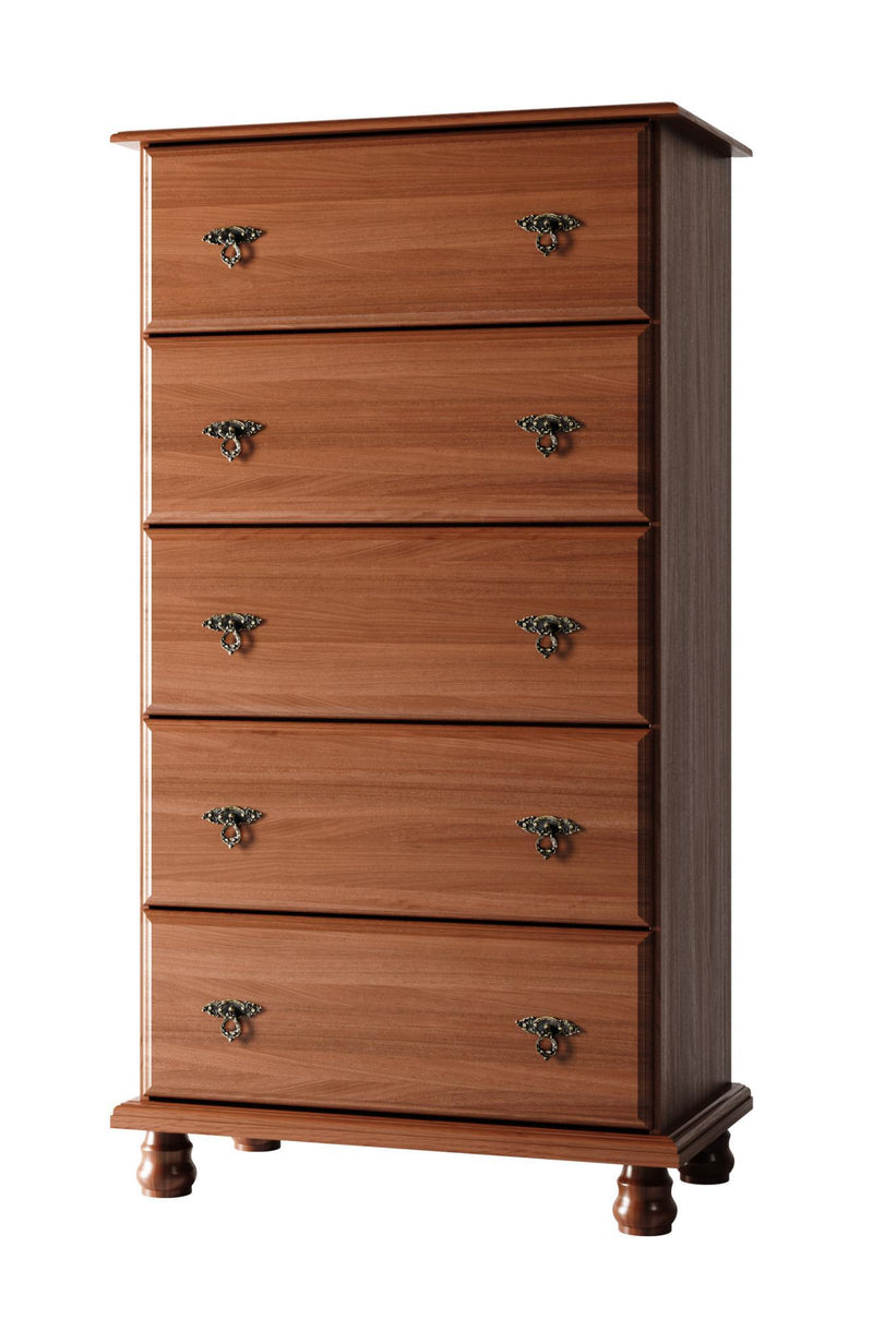 Solid Wood Five Drawer Dresser (760736) - Coffee