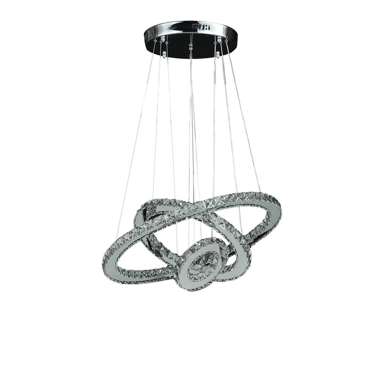 47" Metal And Crystals LED Dimmable Chandelier - Silver