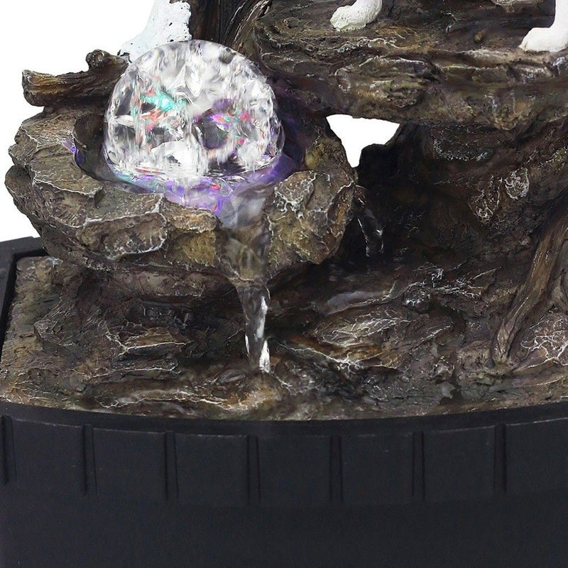 Poly Wolf Tabletop Fountain Sculpture - Black