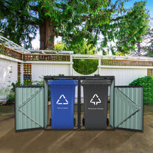 Load image into Gallery viewer, Garbage Bin Shed Stores 2 Trash Cans Metal Outdoor Bin Shed For Garbage Storage, Stainless Galvanized Steel, Bin Shed For Garden Yard Lawn
