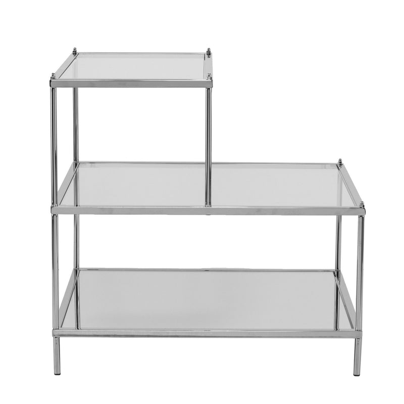 Glass Mirrored End Table - Clear / Silver
