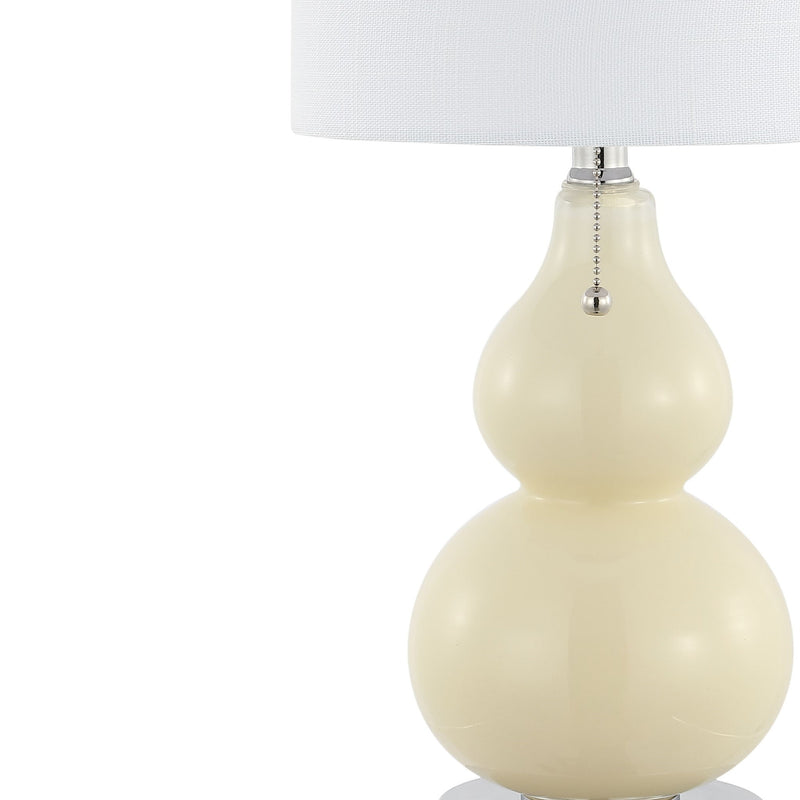 Gourd Table Lamps With Drum Shades (Set of 2) - Cream