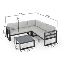 Load image into Gallery viewer, Dursley - Outdoor Aluminum V Shape Sofa Sectional - Beige / Gray
