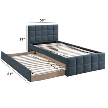 Load image into Gallery viewer, Contemporary Style Bed With Trundle Upholstered Headboard And Footboard Grid Pattern
