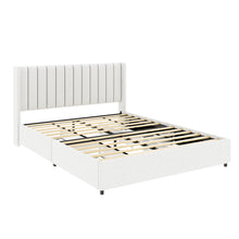 Load image into Gallery viewer, Anda Queen Size Ivory Boucle Upholstered Platform Bed with Patented 4 Drawers Storage, Tufted Headboard, Wooden Slat Mattress Support, No Box Spring Needed.
