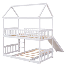 Load image into Gallery viewer, Twin Over Twin Bunk Bed with Slide, House Bed with Slide, White(OLD SKU: LT000214AAK)
