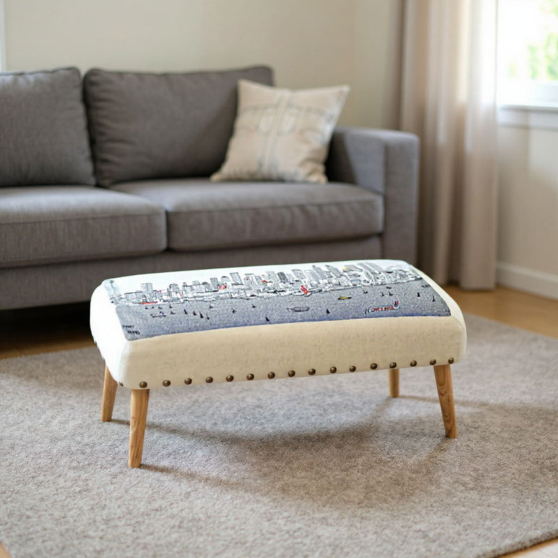 Ottoman Wool 38" - Brown / Cream