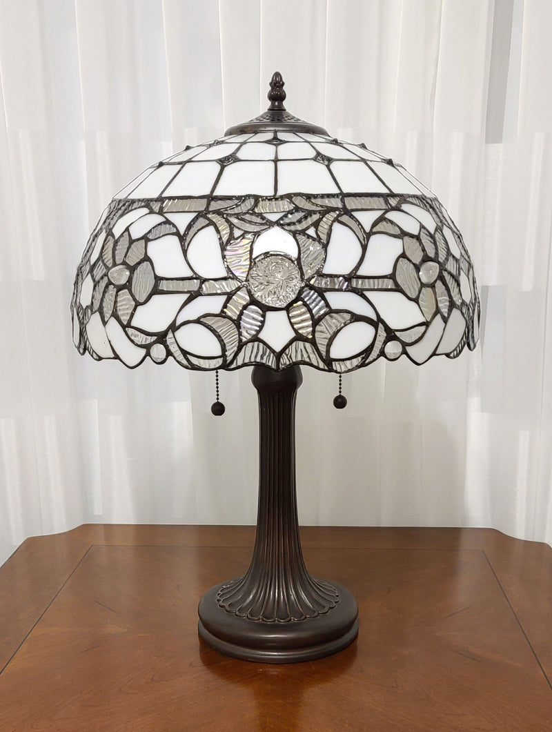 Metal Two Light Candlestick Vintage Look Table Lamp With White Shade - Dark Brown