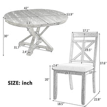 Load image into Gallery viewer, Dining Set With Extendable Round Table And 4 Upholstered Chairs
