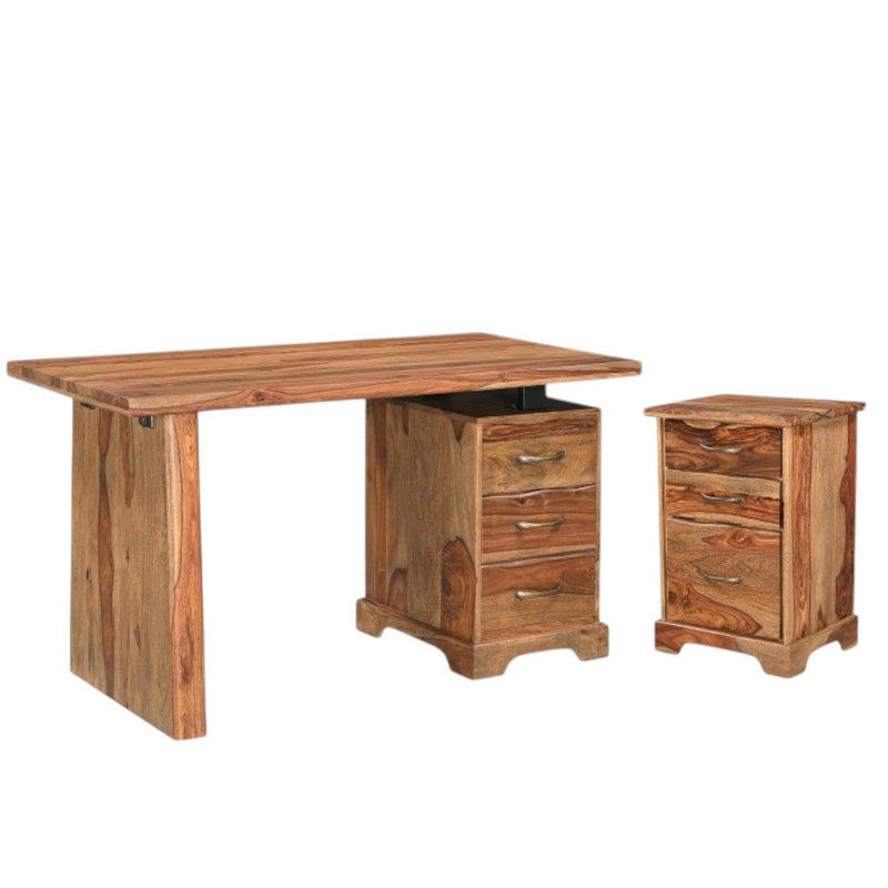 Pedestal Executive Desk With Three Drawers - Brown