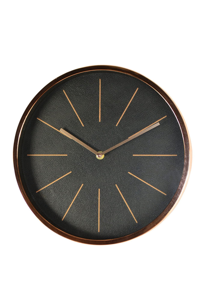 Heavy Duty Plastic Silent Analog Round Wall Clock - Black / Rose Gold