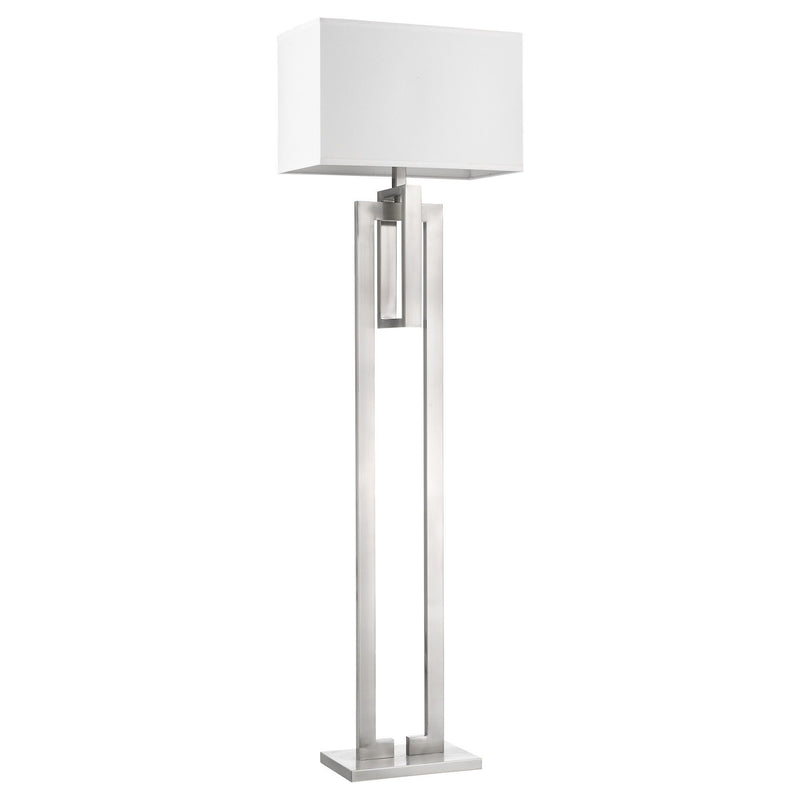 64" Traditional Shaped Floor Lamp With White Rectangular Shade - Nickel