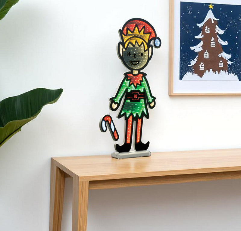 Christmas Tabletop Sign With LED - Green / Red