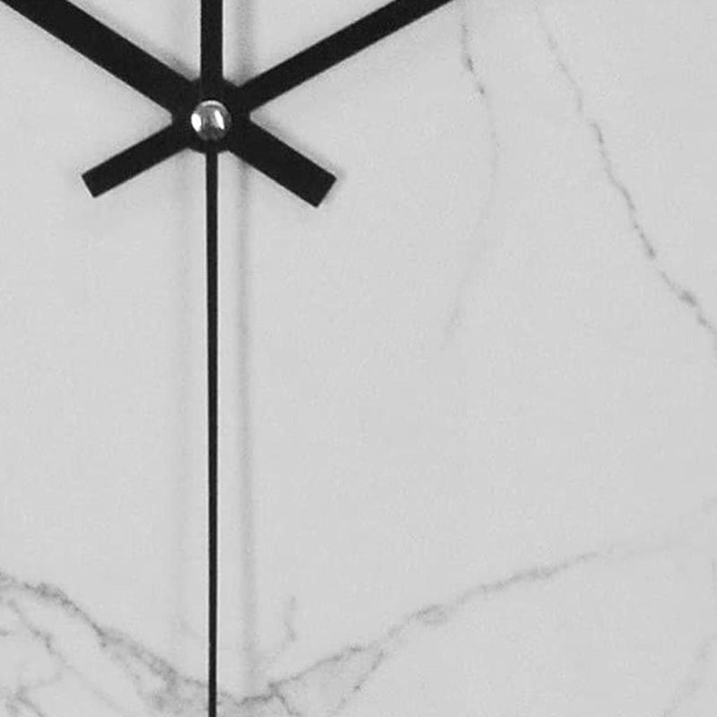 Heavy Duty Plastic Silent Analog Marble Round Wall Clock - White / White