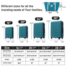 Load image into Gallery viewer, Hardshell Luggage Sets 4 Pieces + Bag Spinner Suitcase With Tsa Lock Lightweight - 16" / 20" / 24" / 28" Luggages
