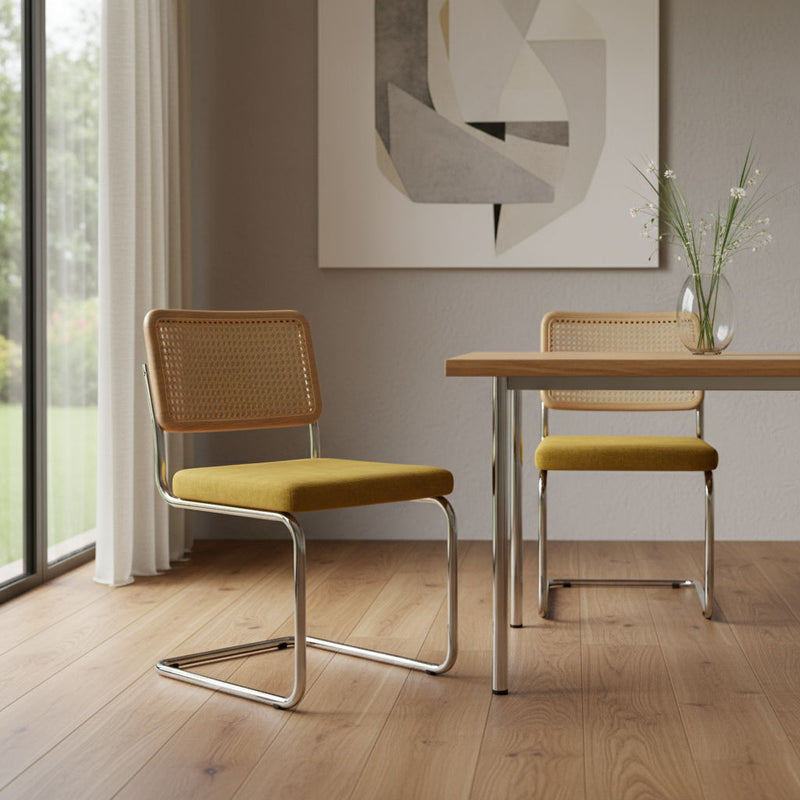Tufted Stainless Steel Partially Open Back Dining Side Chairs (Set of 2) - Gold / Silver