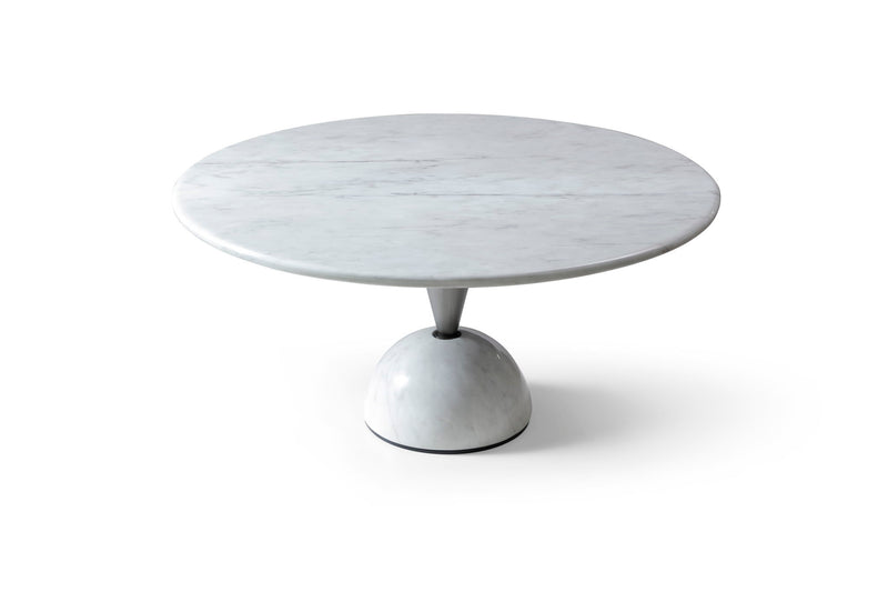 Marble Stainless Steel Pedestal Base Round Top Dining Table - White / Black