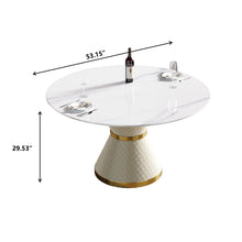 Load image into Gallery viewer, Modern Artificial Stone Round Carbon Steel Base Dining Table, Can Accommodate 6 People

