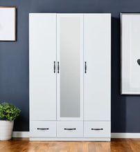 Load image into Gallery viewer, 74" Mirro Three Door Three Drawer Combo Dresser - White
