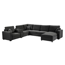 Load image into Gallery viewer, Modular 5 Seat U-Shape Sectional Sofa With Chaise Lounge, Built In Cup Holders And Storage Drawer
