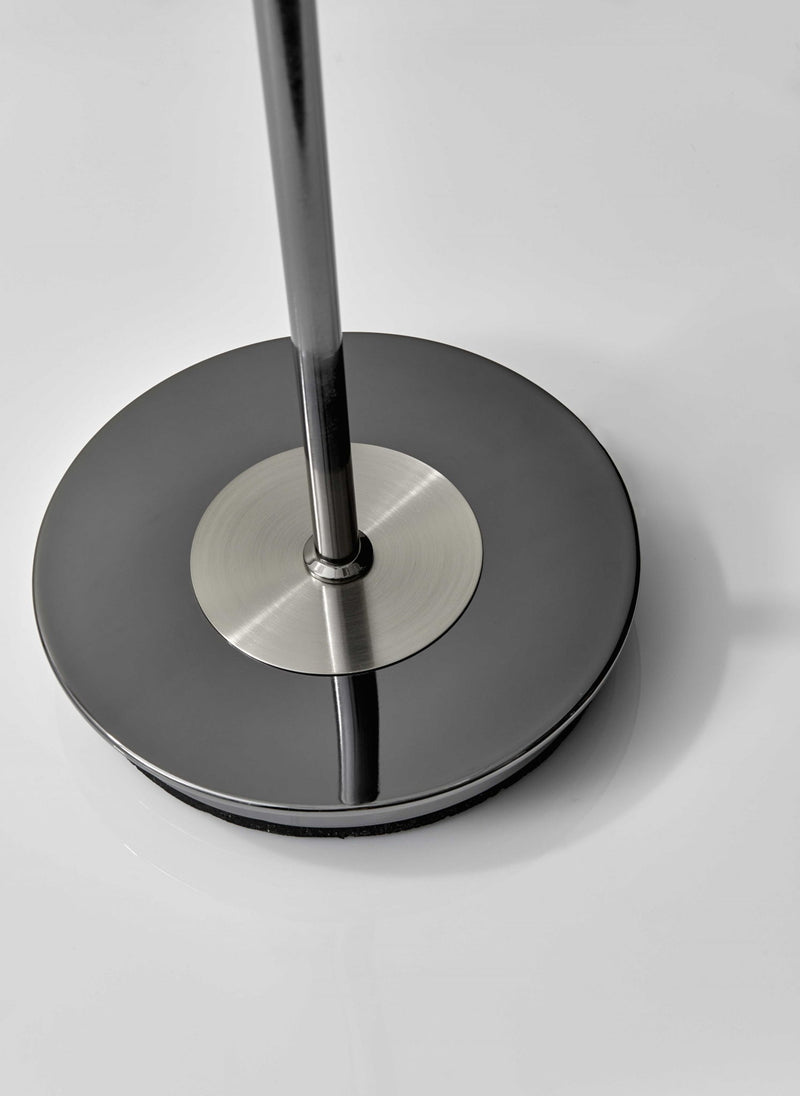 Modern Nickel Thick Pole Torchiere Floor Lamp - Black / White
