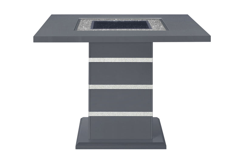 47" Glass Faux Crystal And Wood Square Bar Table - Gray