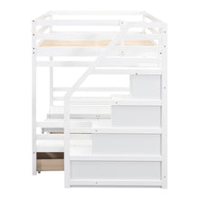 Load image into Gallery viewer, Full over Full Size Bunk with staircase,the Down Bed can be Convertible to Seats and Table Set,White
